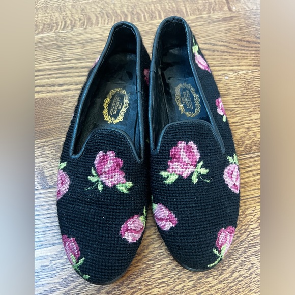 LARKSPUR COLLECTION Vintage Floral Needlepoint Embroidered Loafers Coquette 6.5‎ - Picture 2 of 9